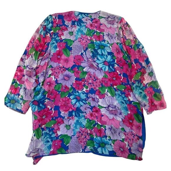 Art To Wear Fairy Floral Colorful Women’s Tunic Top Large Beaded Sequin Bright - Picture 13 of 16